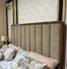 Luxury Vertical Panel Upholstered Bed with Side Tables