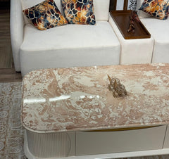 Luxury Marble Finish Oval Center Table