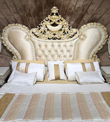 Royal White & Gold Crown Bed