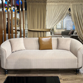Elegant Curved Sectional Sofa with Quilted Details