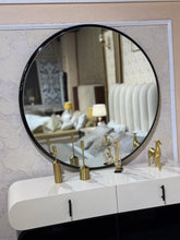 Modern Luxury Dressing Table with Round Mirror & Dual Storage Drawers