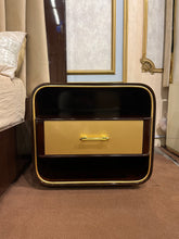 Luxury Black & Gold Bedside Table with Curved Modern Design