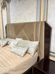 Luxury Black & Gold Bed with Curved Modern Design