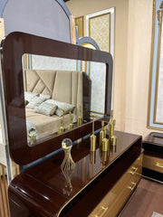 Luxury Black & Gold Dressing Table with Curved Modern Design
