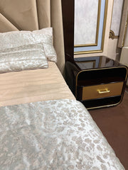 Luxury Black & Gold Bed with Curved Modern Design