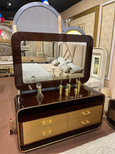 Luxury Black & Gold Dressing Table with Curved Modern Design