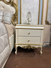 Elegant Classic Nightstand with Ornate Gold Accents