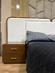 Modern Walnut Bedside Table with Dual Drawers