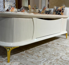 Luxury Marble Finish Oval Center Table