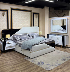 Modern White Upholstered Bed
