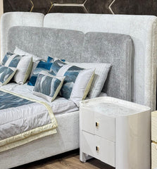 Modern Grey Fabric Panel Bed