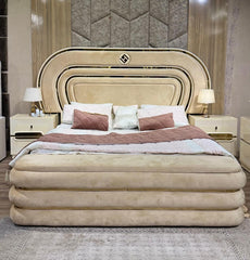 Luxury Beige Upholstered Bed