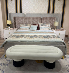 Modern Grey Velvet Upholstered Bed