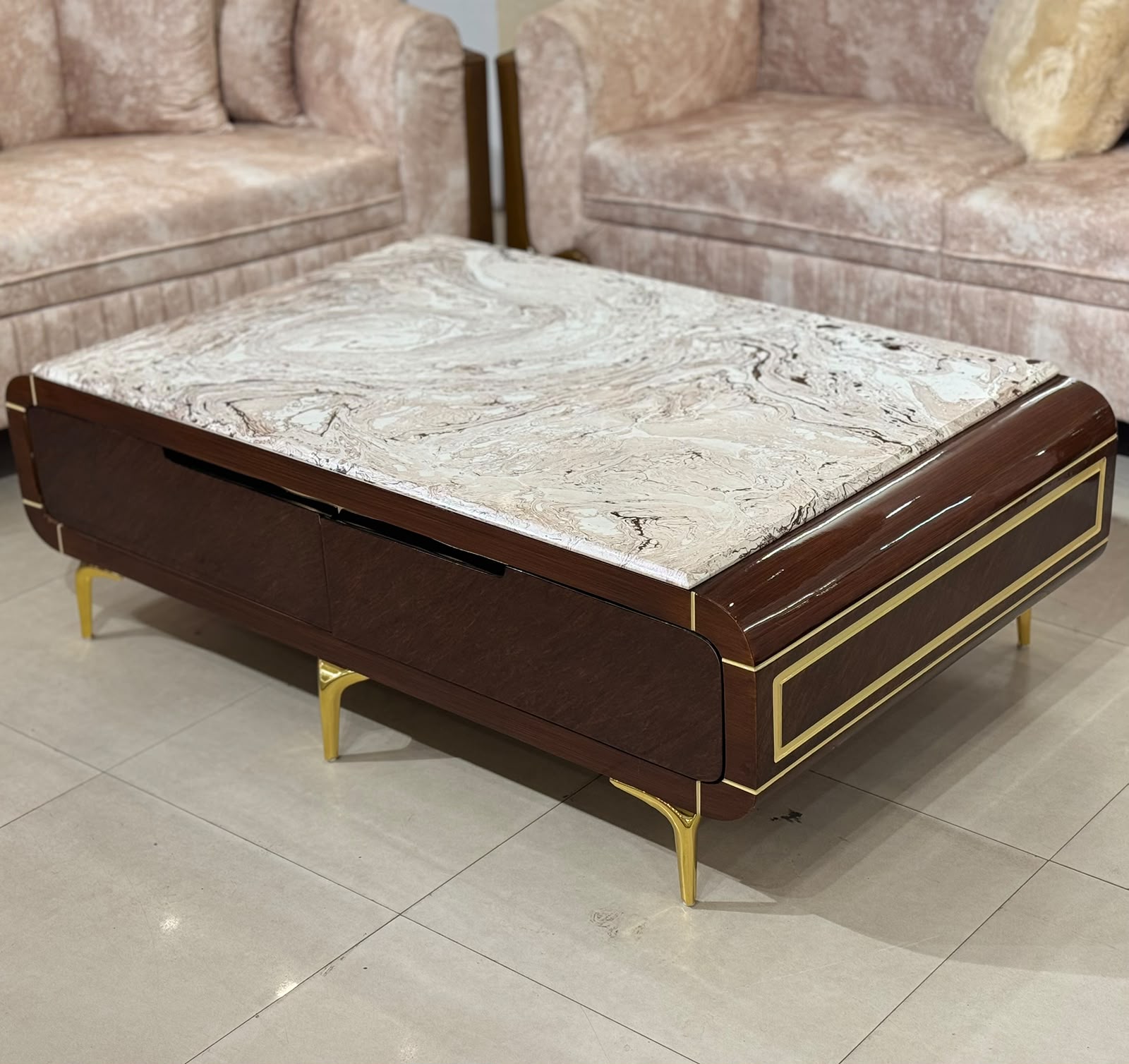 Premium Marble Top Wooden Center Table