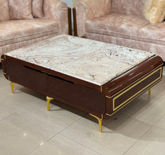 Premium Marble Top Wooden Center Table
