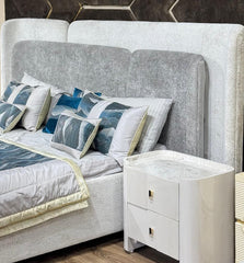 Contemporary Grey Panel Bedroom Set with Side Tables