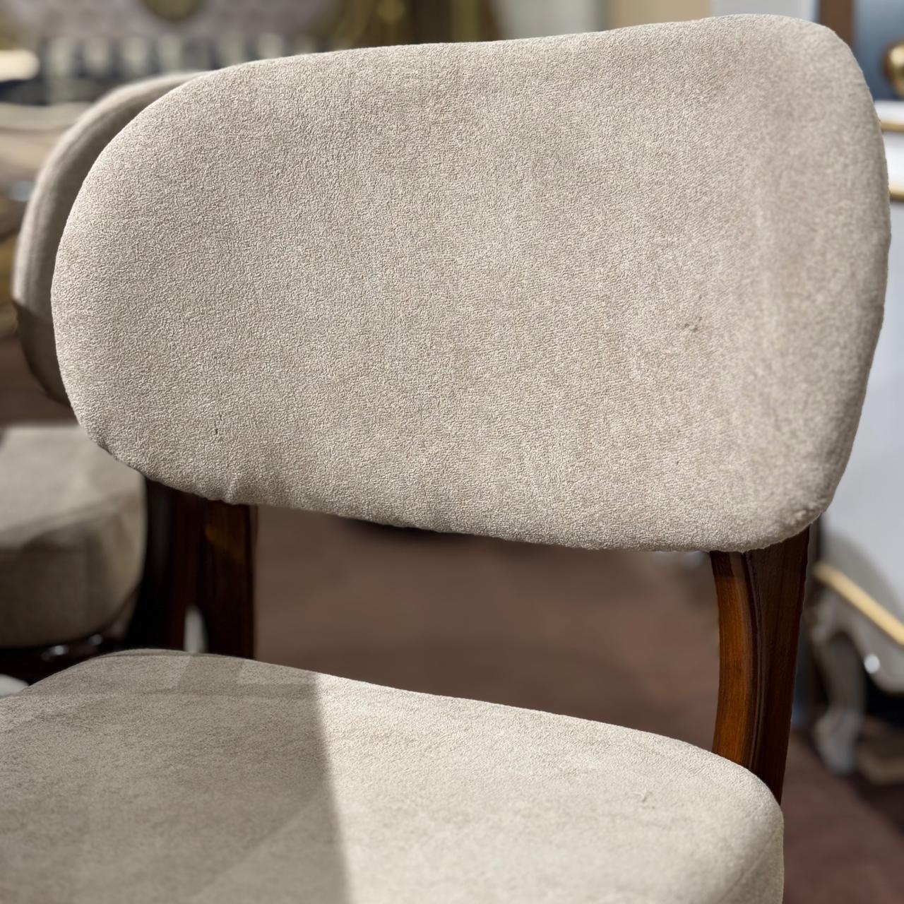 Modern Walnut Dining Set with Upholstered Chairs