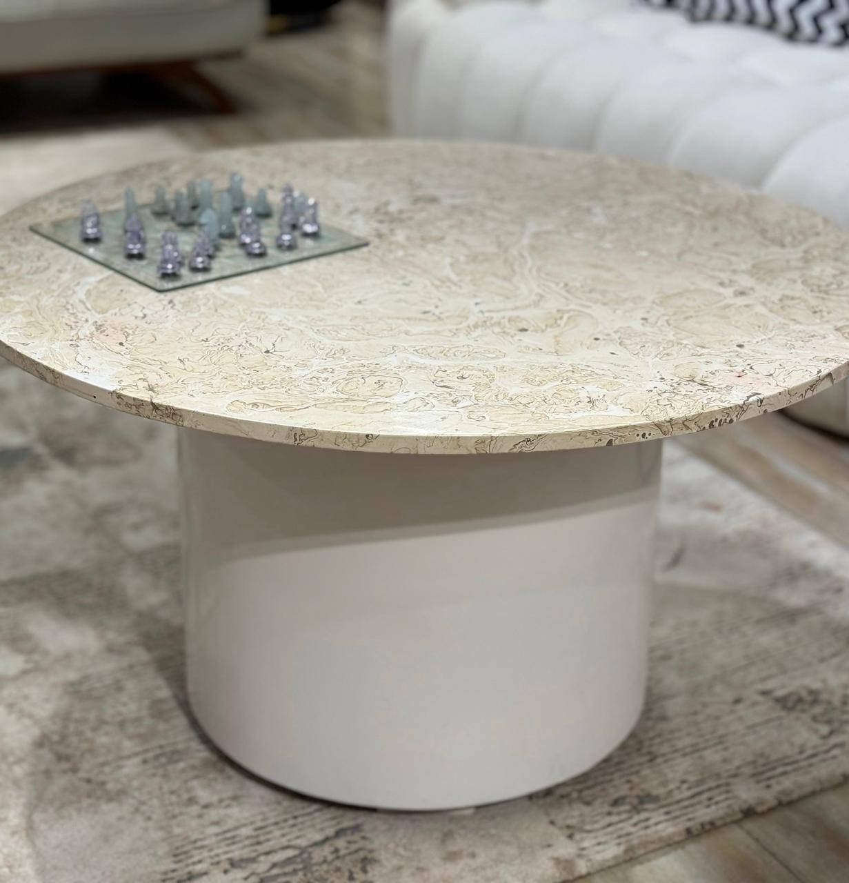 Modern Round Marble Finish Center Table | KSF Furniture