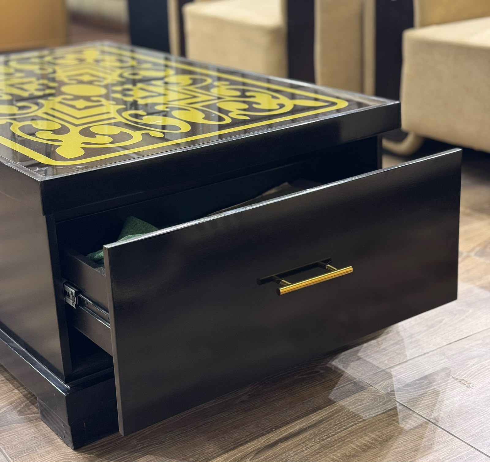 Luxury Black & Gold Designer Center Table | KSF Furniture