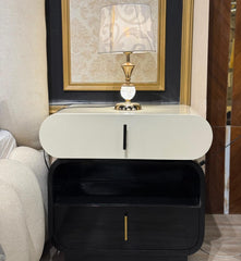 Luxury Modern Cream Upholstered Bedroom Set with Side Tables
