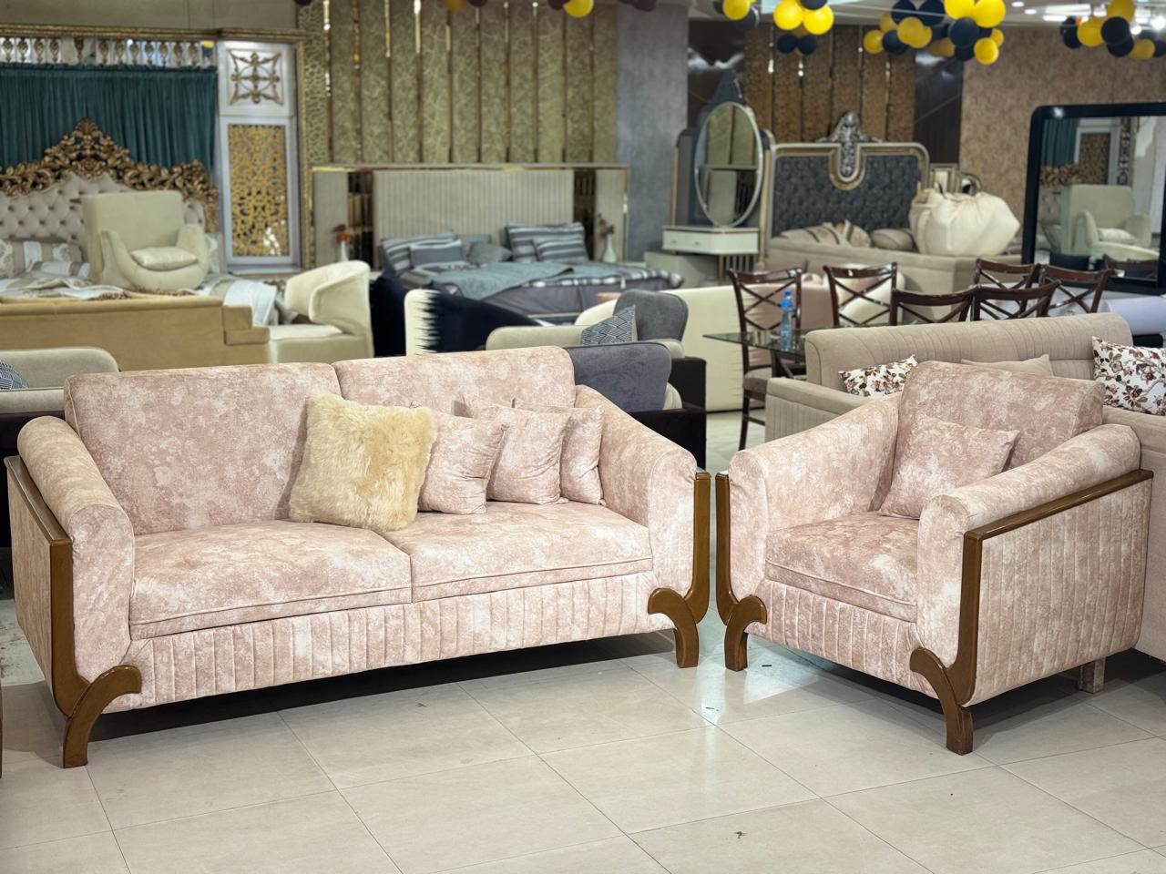 Premium Beige Textured 3+2+1 Seater Sofa Set