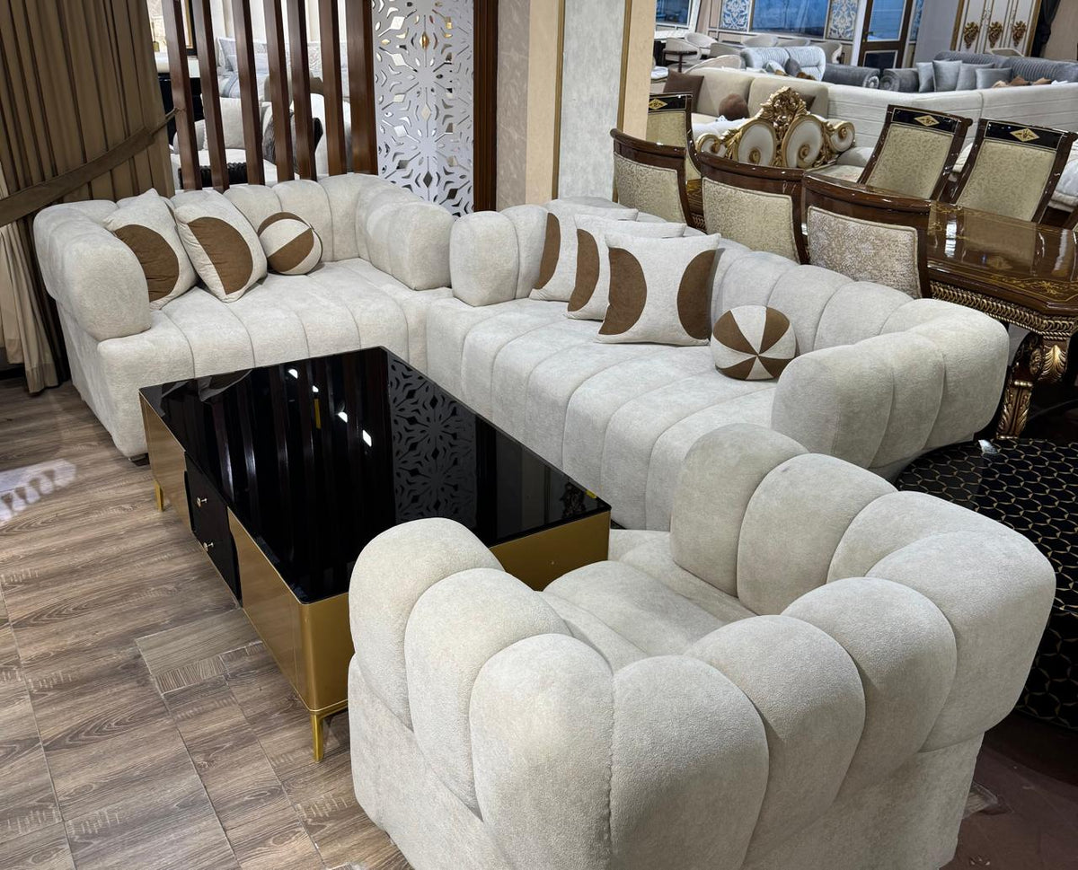 Luxury Modern 3 Seater Sofa with Designer Console