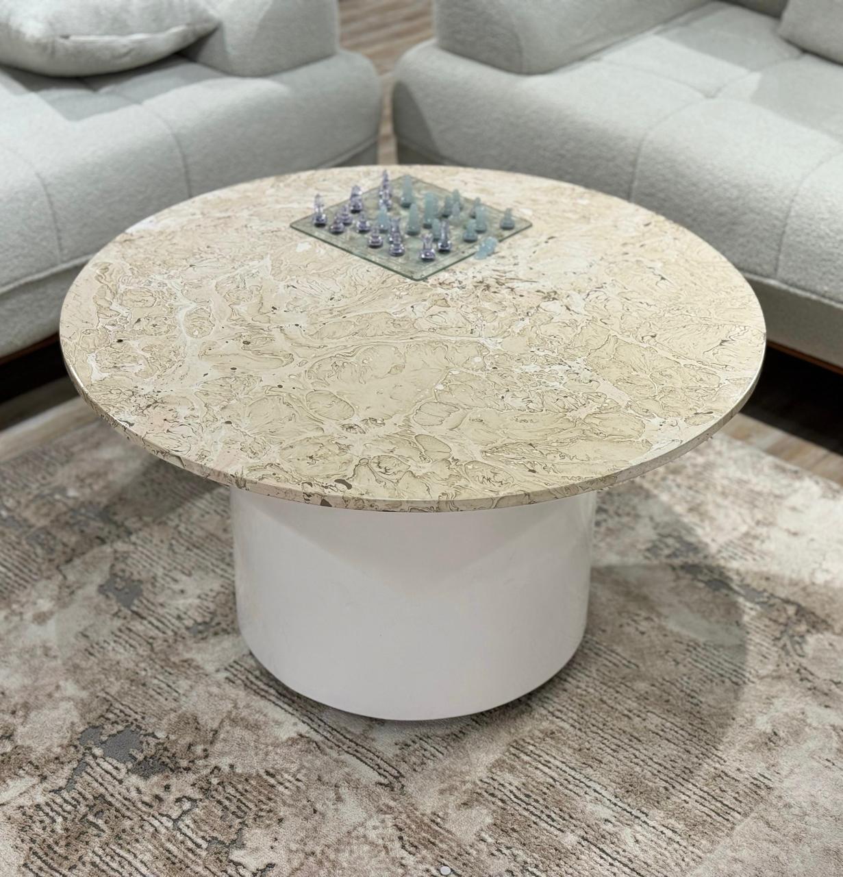 Modern Round Marble Finish Center Table | KSF Furniture