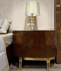 Modern Walnut Wooden Bedroom Set with Side Tables