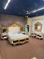 Royal Gold Carved Luxury Bed