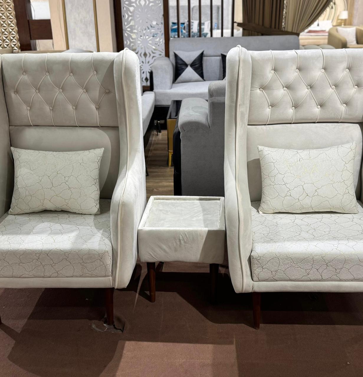 Luxury Wingback Accent Chair Set with Side Table | KSF Furniture