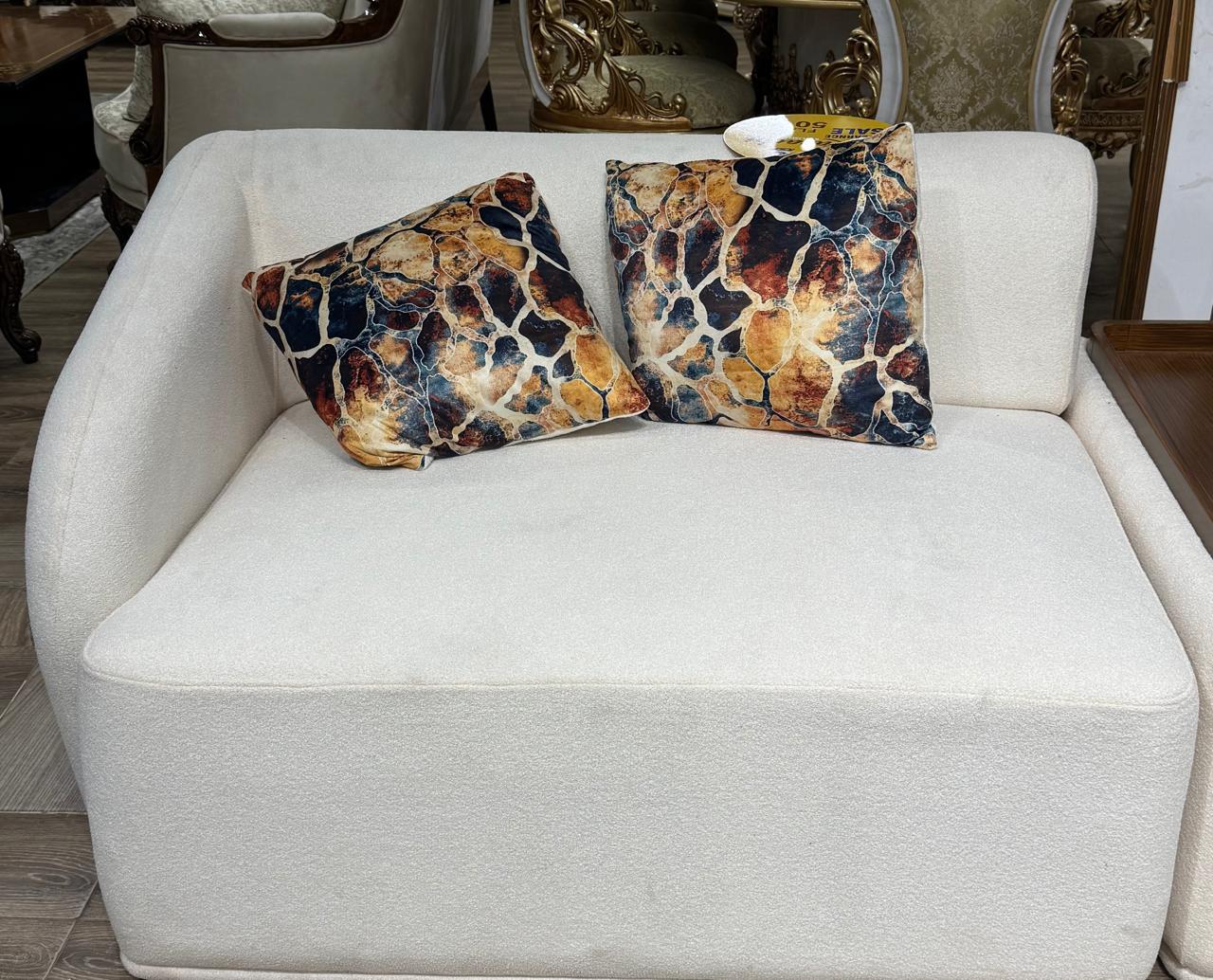 Modern Curved L Shape Sofa with Designer Cushions