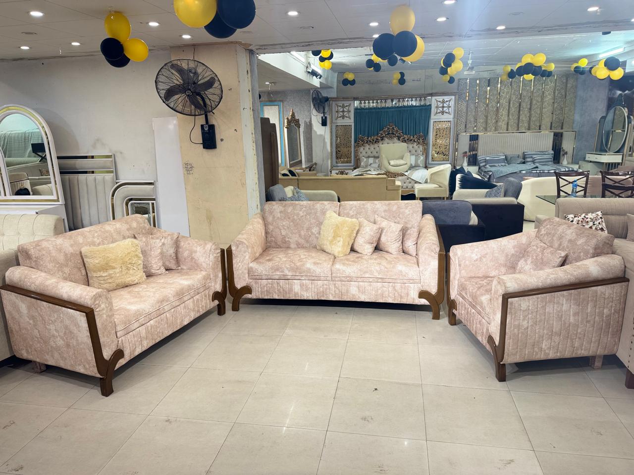 Premium Beige Textured 3+2+1 Seater Sofa Set
