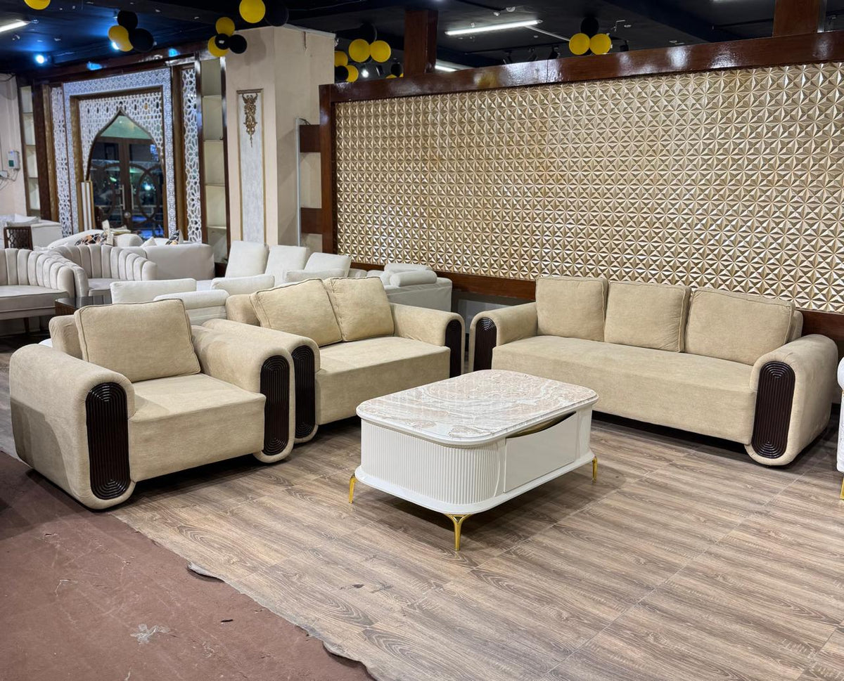 Modern Minimalist 3+1+1 Seater Sofa Set with Coffee Table