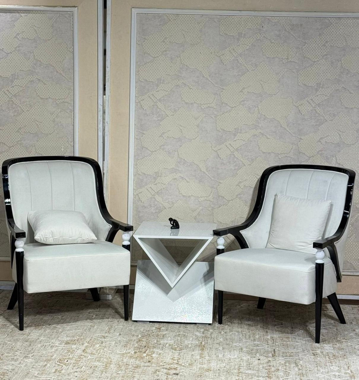 Classic Wooden Accent Chair Set with Designer Side Table | KSF Furniture