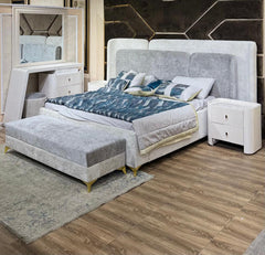Modern Grey Fabric Panel Bed