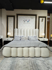 Modern Luxury Upholstered Bedroom Set - Channel Tufted Headboard with Matching Footbench