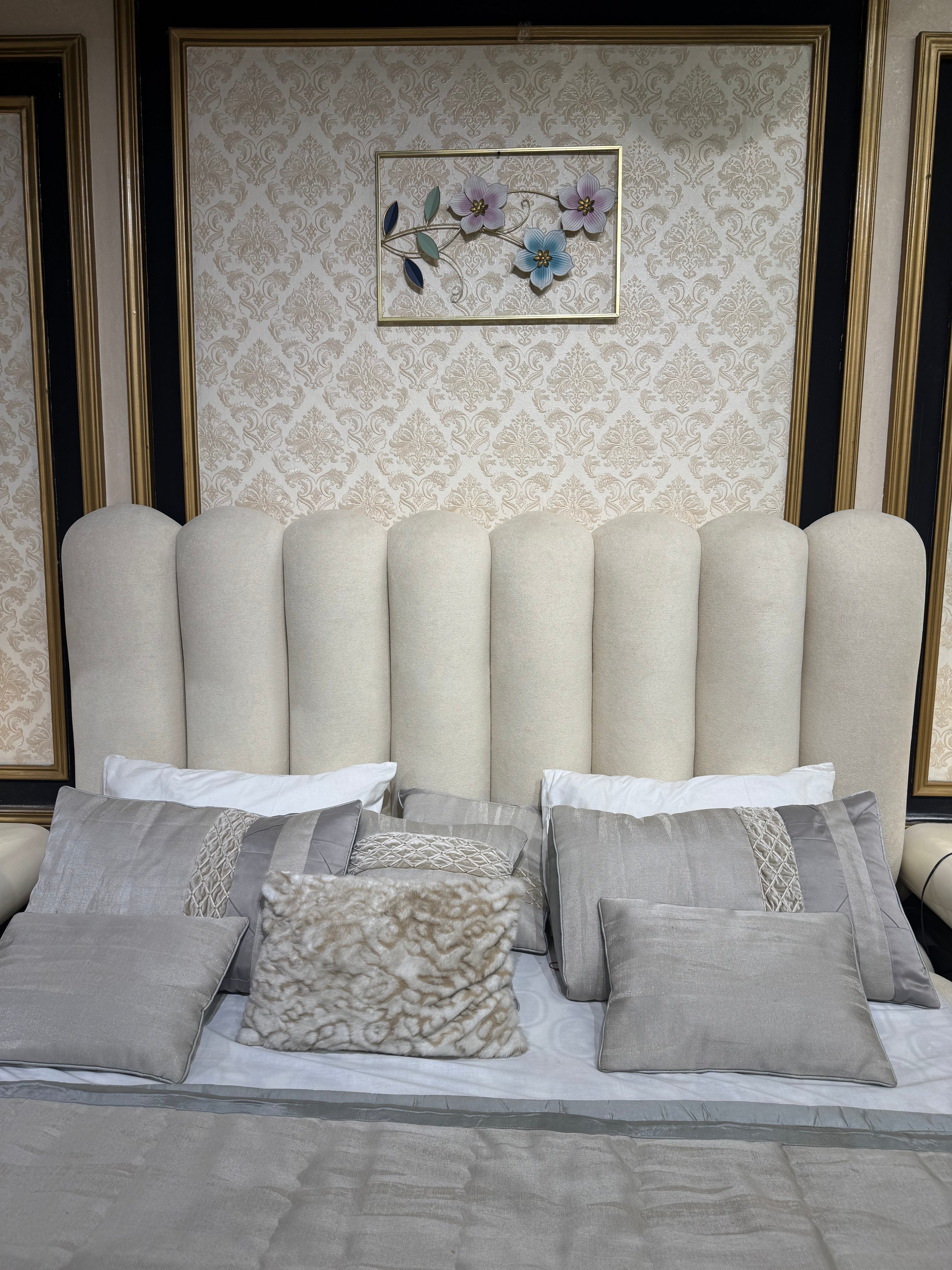Modern Luxury Upholstered Bedroom Set - Channel Tufted Headboard with Matching Footbench