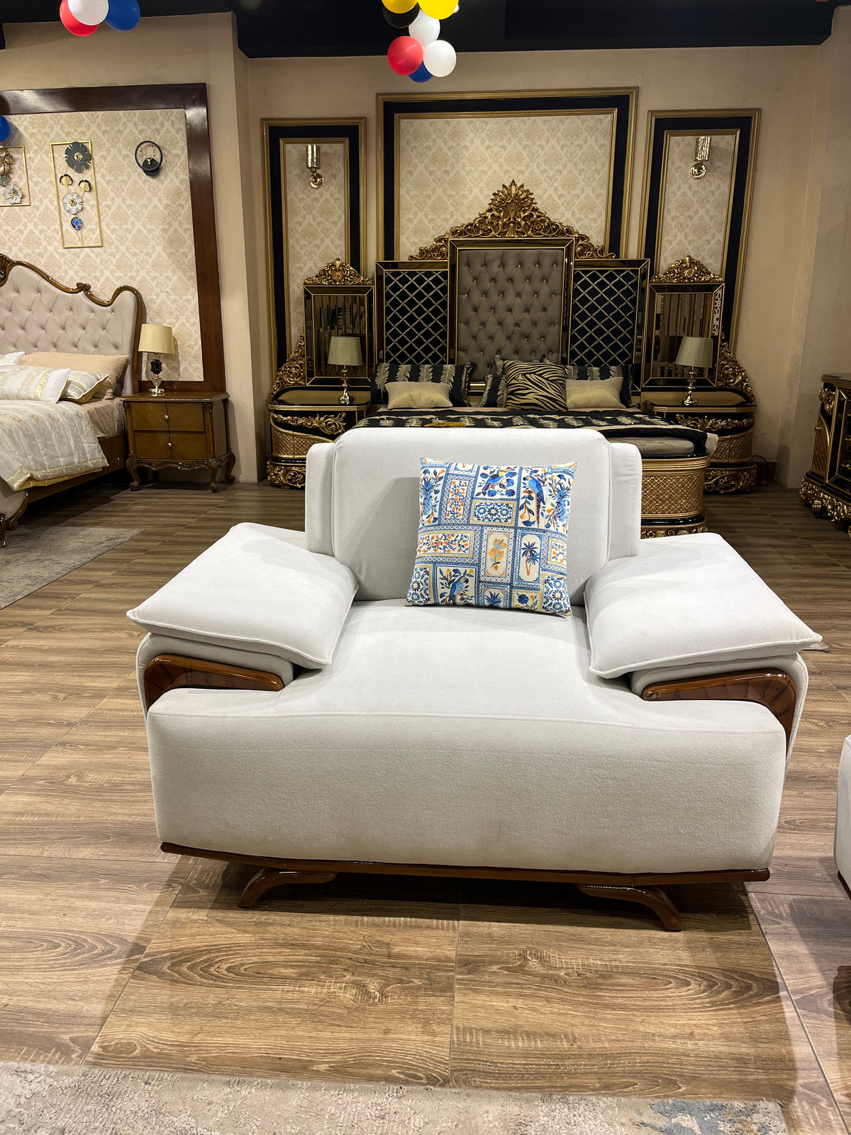 Modern Luxury Sofa with Wood Accents
