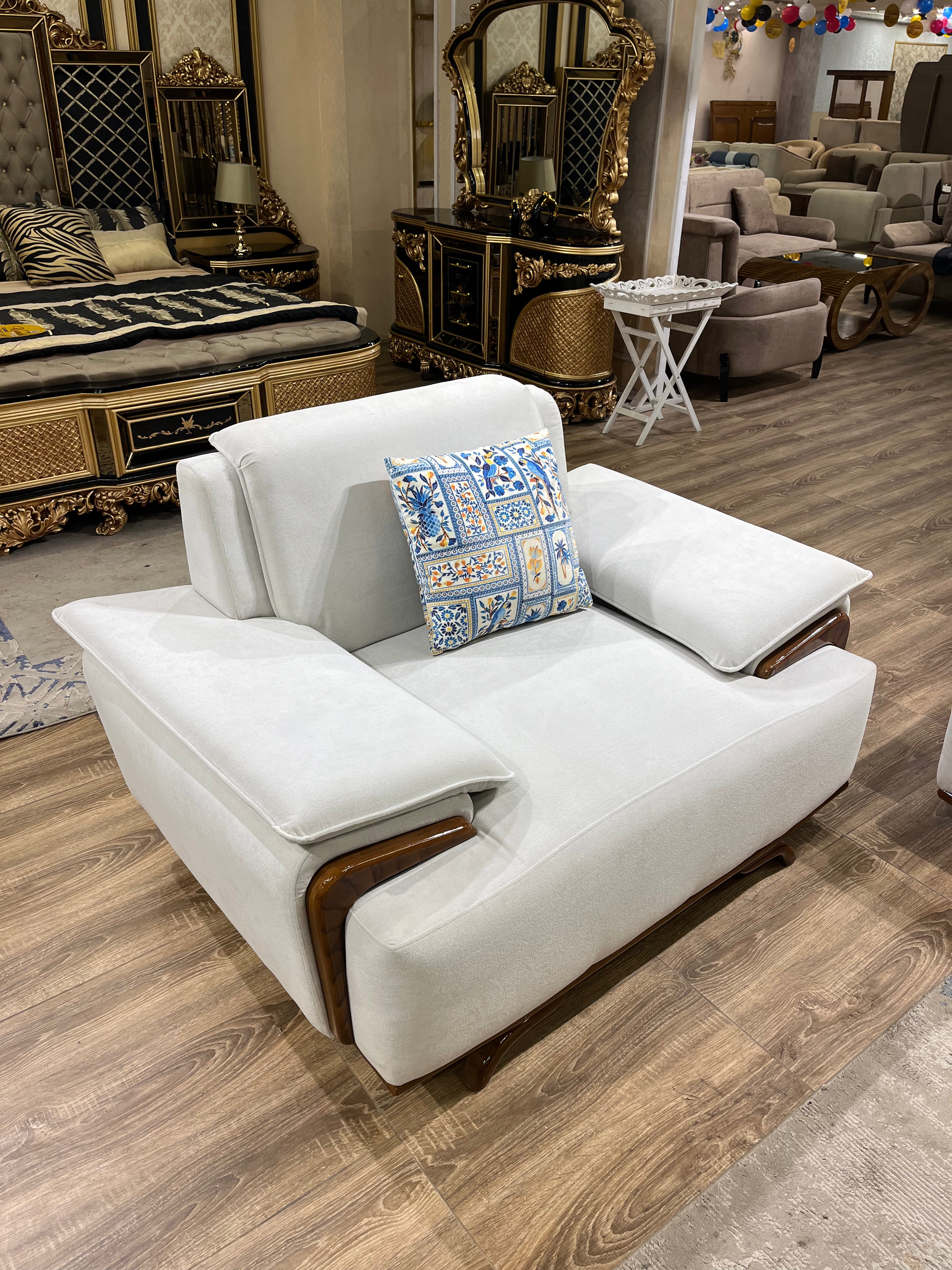 Modern Luxury Sofa with Wood Accents