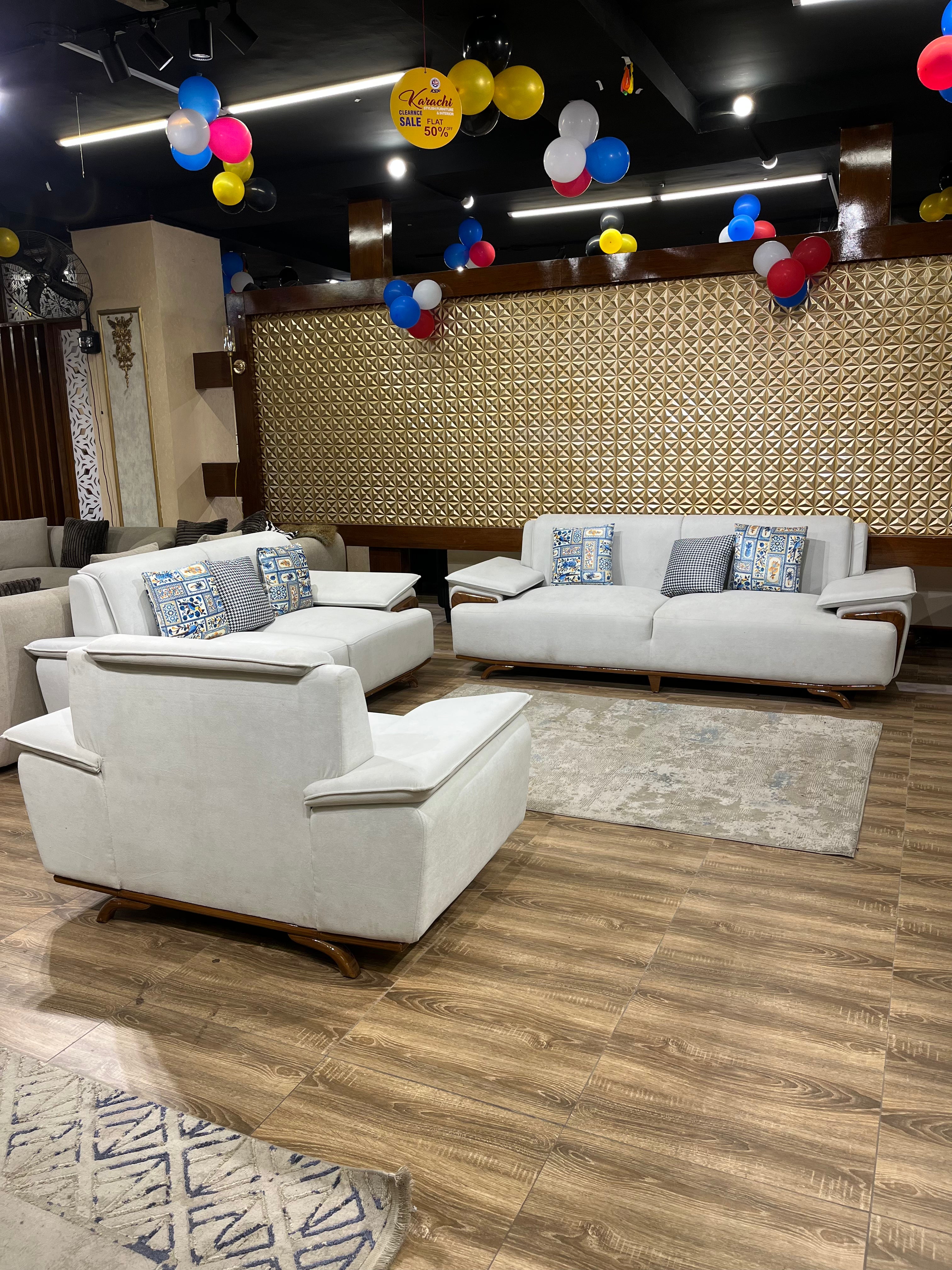Modern Luxury Sofa with Wood Accents