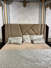 Luxury Black & Gold Bed with Curved Modern Design