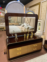 Luxury Black & Gold Dressing Table with Curved Modern Design