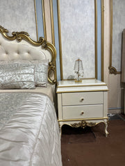 Elegant Classic Nightstand with Ornate Gold Accents