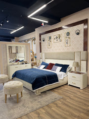 Elegant White Luxury Bed – Modern Bedroom Decor Bed Frame