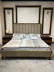 Luxury Brass-Framed Bed with Curved Modern Design