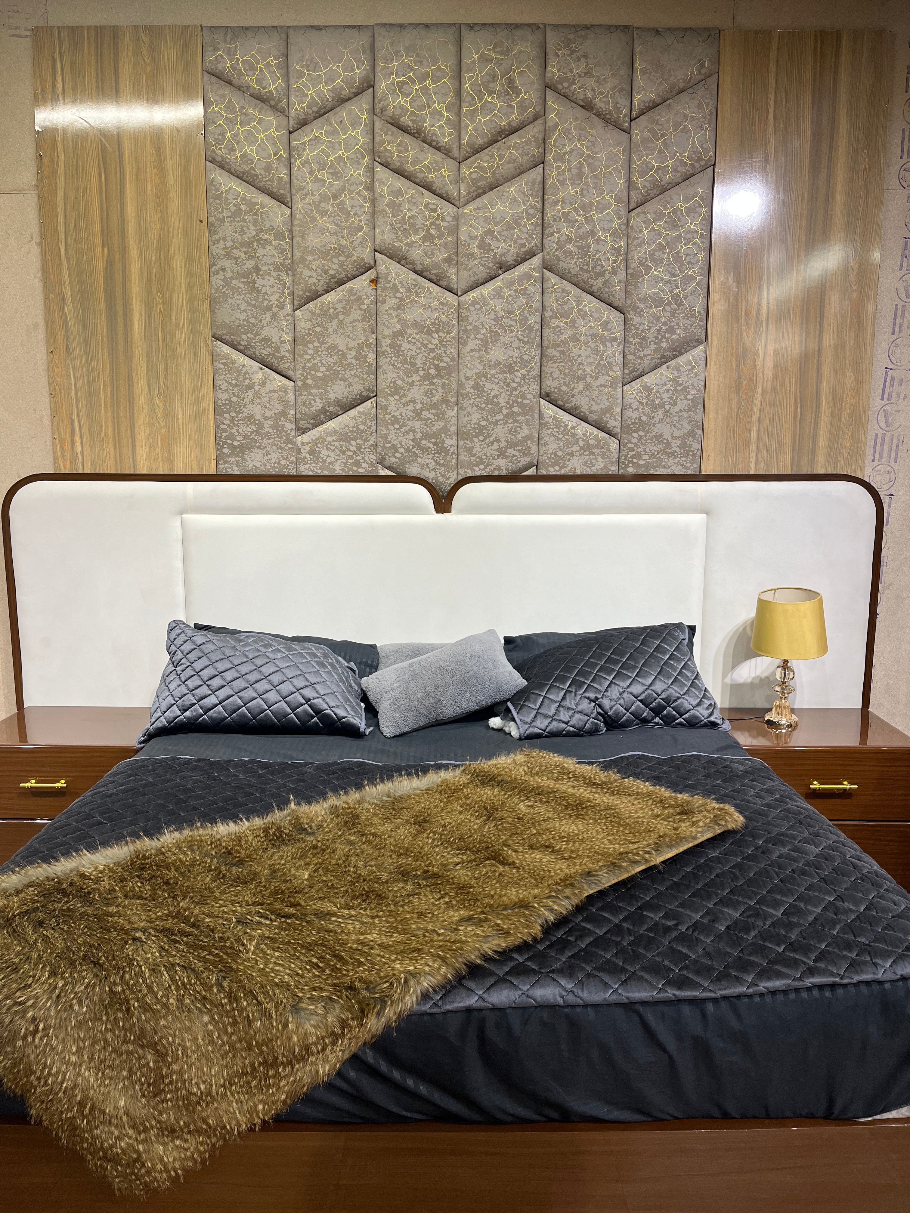 Modern Luxury Panel Bed Set – Contemporary Wooden Design