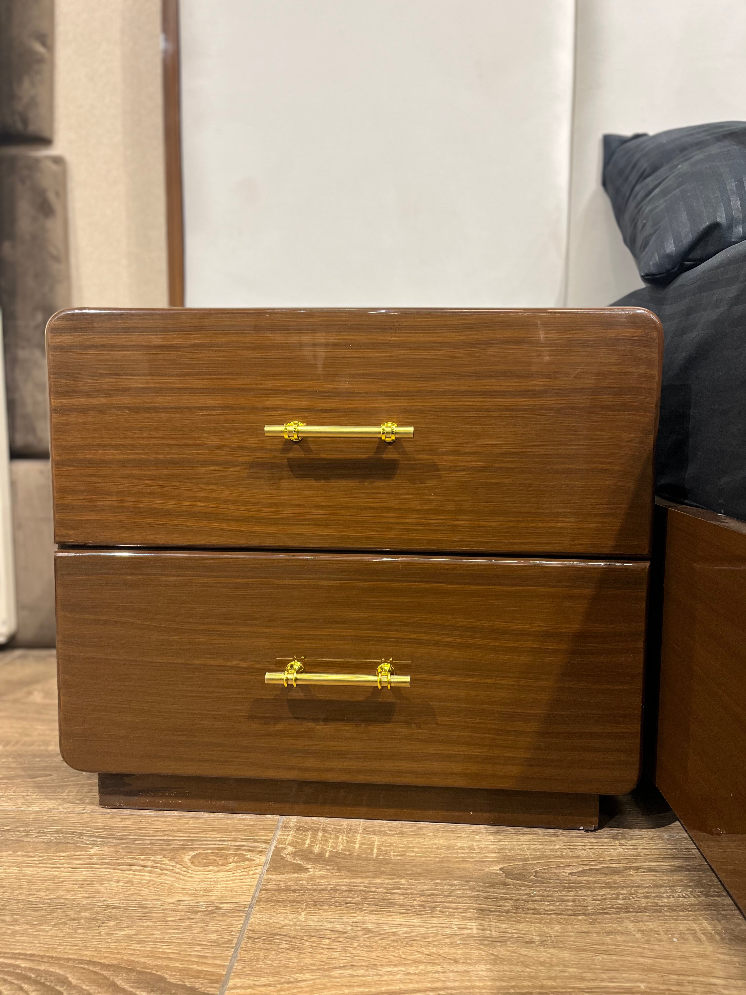 Modern Walnut Bedside Table with Dual Drawers