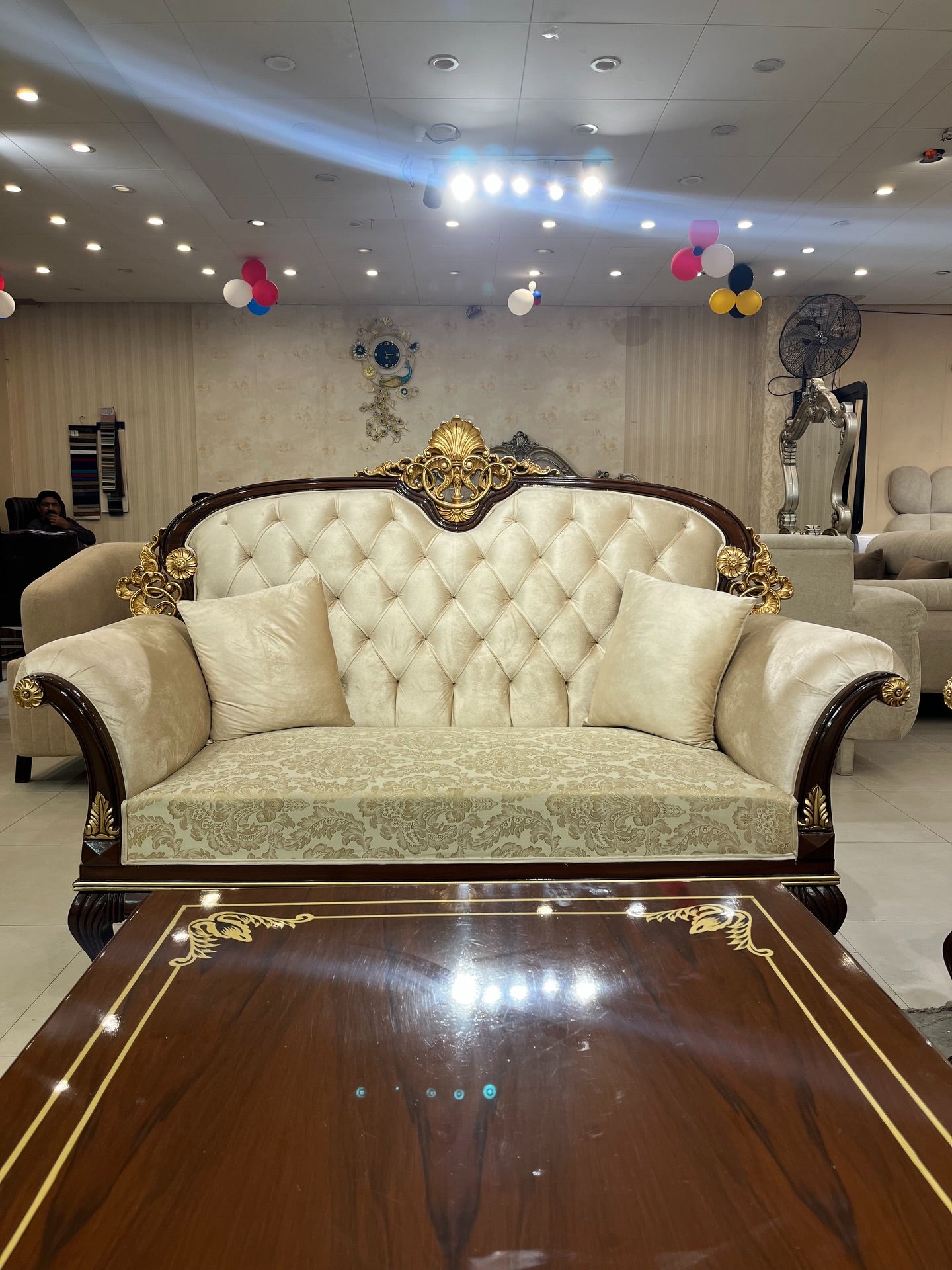 Elegant Curved Sectional Sofa with Quilted Details