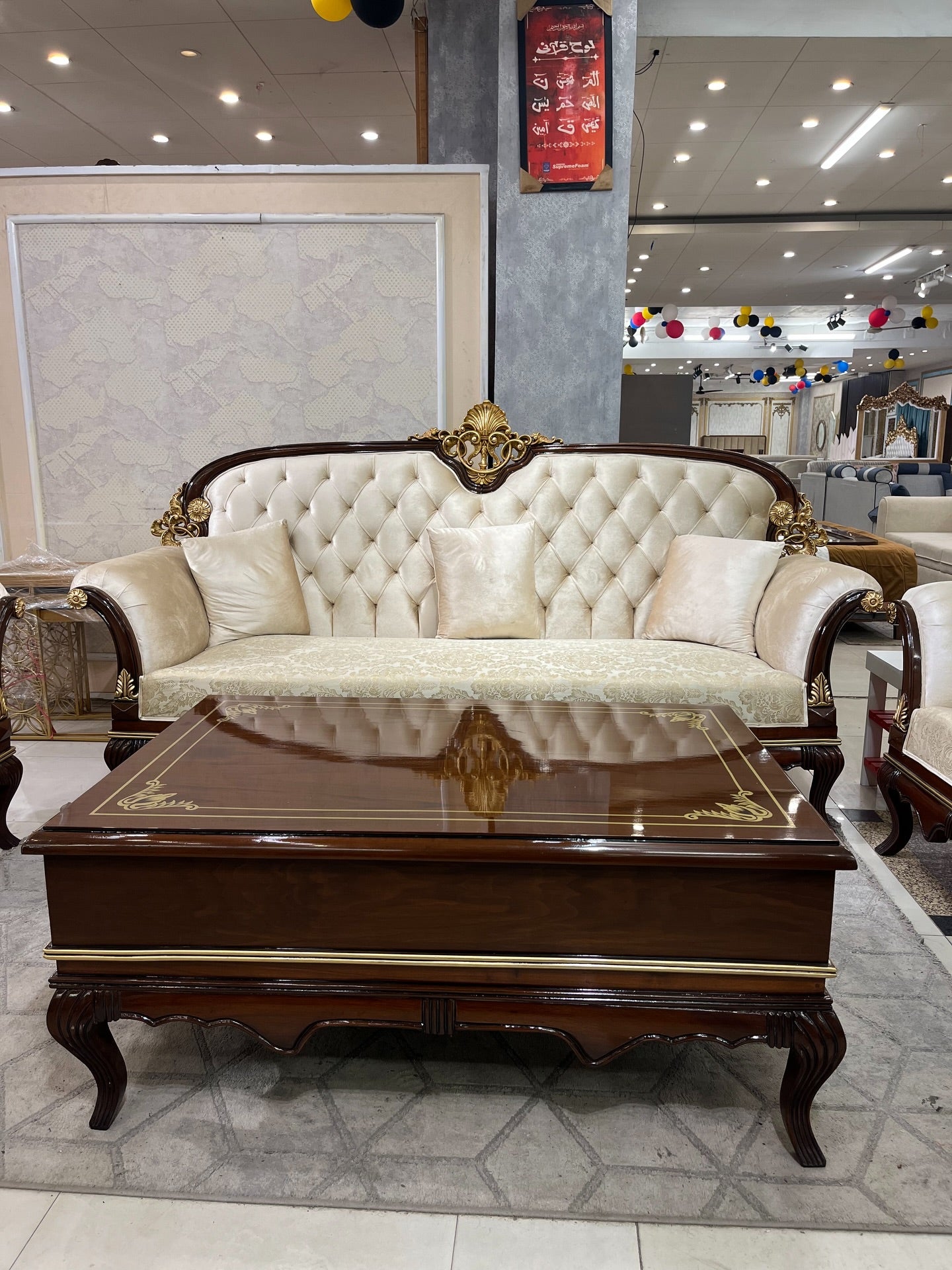 Elegant Curved Sectional Sofa with Quilted Details