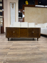 Mid-Century Modern with Textured Metal Top & Wood Storage